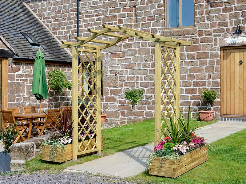 Grange Elite garden arch with trellis sides